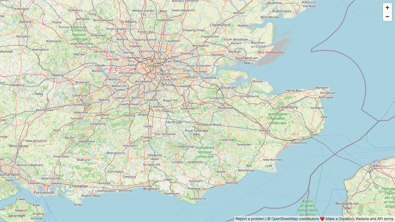 Road map showing Reed Lifts coverage across London, Kent, Essex, Surrey and Sussex